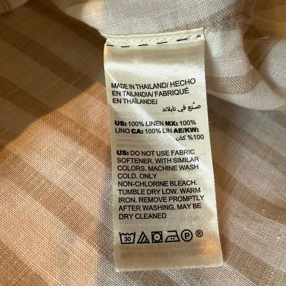 Chico's Striped 3/4 Sleeve 100% Linen Button Down Shirt Womens Sz 3P Beige/White - Picture 8 of 12